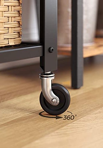 VASAGLE vogn, m. 2 hyller og hjul - brun sponplate og vintage svart stl (60x40)