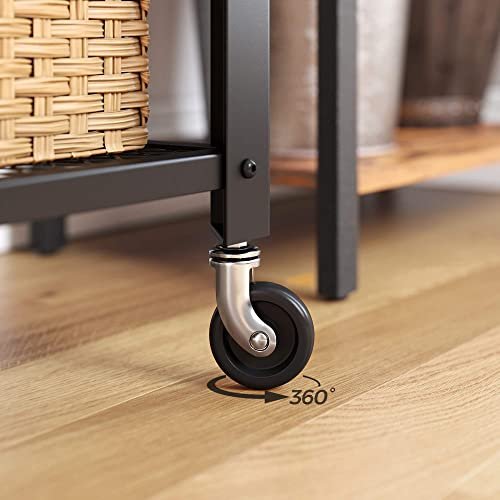 VASAGLE vogn, m. 2 hyller og hjul - brun sponplate og vintage svart stl (60x40)