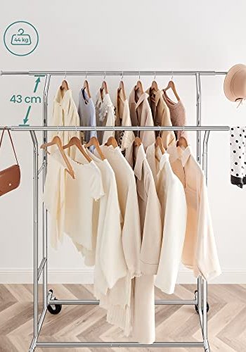 SONGMICS Heavy Duty klesstativ, m. 2 justerbare hengestenger, hydejusterbare, hjul - slvjern