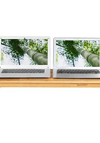 SONGMICS brbar PC-skrivebord, sammenleggbart, venstre- og hyrehendt, 5 tiltvinkler, lufthull - bambus