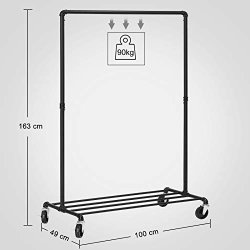 Heavy Duty t�jstativ, m. 1 hylde og hjul - sort st�l