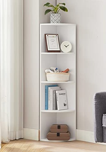 VASAGLE hjrne bokhylle, m. 4 rom - hvit sponplate