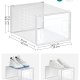 SONGMICS skoboks, stabelbar og sammenleggbar - hvit og klar polypropylen (sett med 18)