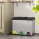 SONGMICS avfallsbeholder, m. 3 rom, pedaler - slv rustfritt stl og svart polypropylen