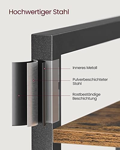VASAGLE Bücherregal, mit 5 Regalen – rustikale braune Spanplatte und schwarzer Stahl