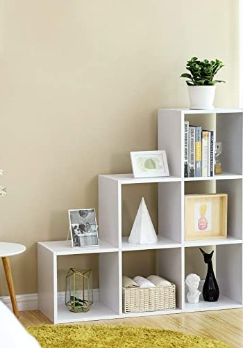 VASAGLE bokhylle, m. 6 rom - hvit sponplate