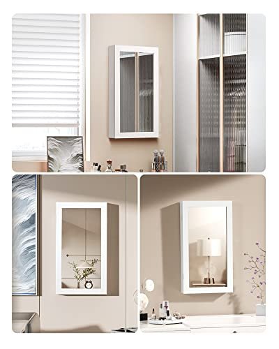 SONGMICS smykkeskap for vegg, lsbart, med speil - speilglass og hvit MDF