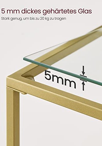 VASAGLE konsolbord, m. 1 hylde - hrdet glas og guld stl (100x35)