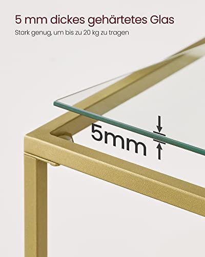 VASAGLE konsolbord, m. 1 hylde - hrdet glas og guld stl (100x35)