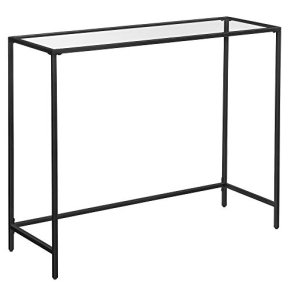 Konsolbord, m. 1 hylde - h�rdet glas og sort st�l (100x35)