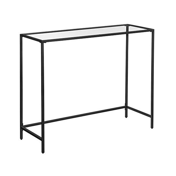 Konsolbord, m. 1 hylde - h�rdet glas og sort st�l (100x35)
