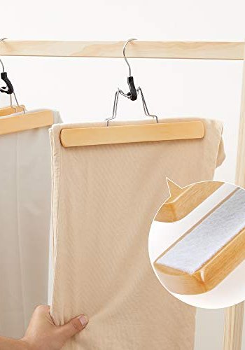 SONGMICS buksehenger, sklisikker, kromkrok 360 grader roterende - naturlig tre (sett med 12)