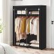 SONGMICS garderobe, sammenleggbar, m. 2 henger og 2 hyller - svart stoff og metall
