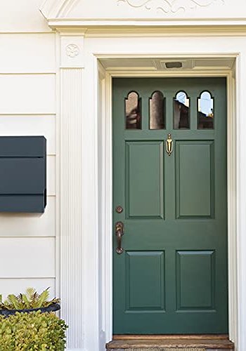 SONGMICS vegghengt postkasse, lsbar, med avisholder - antrasittgr galvanisert stl