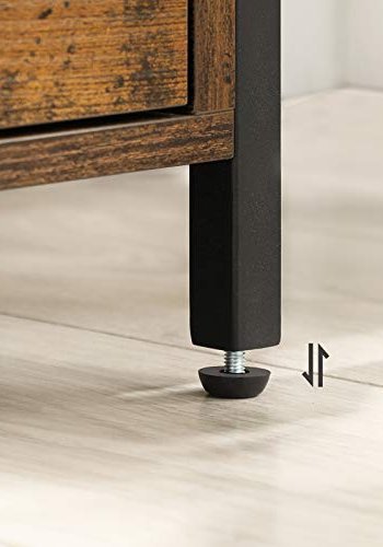 VASAGLE nattbord, m. 2 skuffer, firkantet - rustikk brun sponplate og sort stl (45x45)