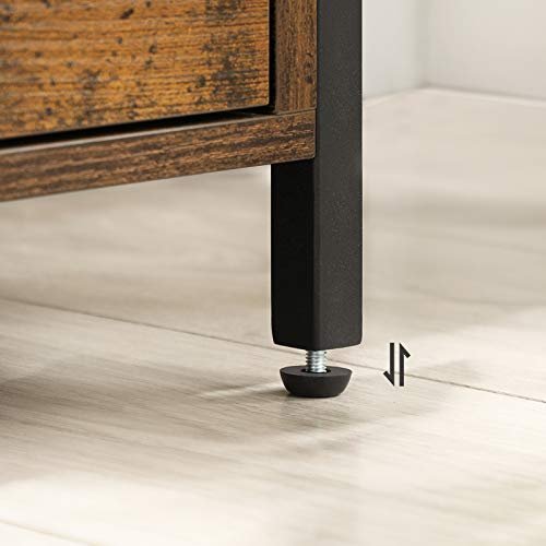 VASAGLE nattbord, m. 2 skuffer, firkantet - rustikk brun sponplate og sort stl (45x45)