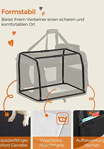 FEANDREA hundekasse, sammenleggbar, med hndtak - mesh og svart stoff