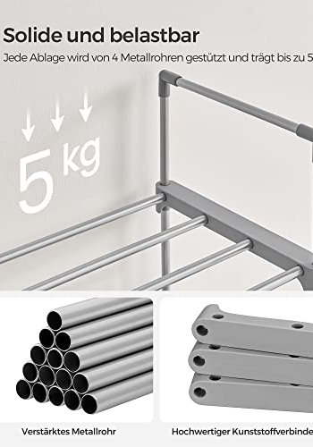 SONGMICS skohylle, m. 10 hyller - grtt stl