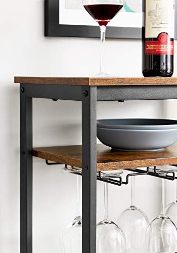 VASAGLE vinreol, til 20 flasker, m. glasholder og 1 hylde - rustik brun spnplade og sort stl