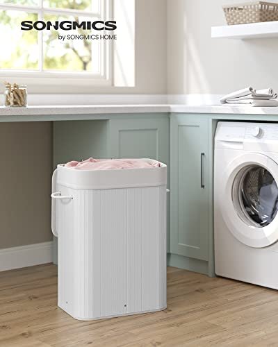 SONGMICS skittentyskurv, sammenleggbar, m. 3 hndtak - bomull og hvit bambus