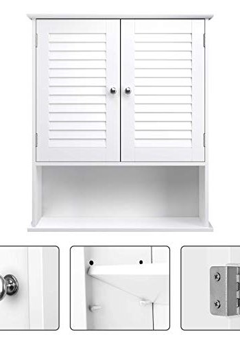 VASAGLE baderomsveggskap, m. 2 drer, 1 hylle, 1 rom - hvit MDF