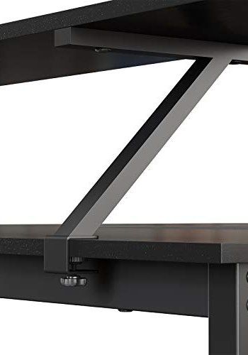 VASAGLE hjrnepult, med skjermstativ - svart sponplate og sort stl (140x130)