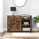 VASAGLE Sideboard, mit 2 Lamellentüren und verstellbaren Einlegeböden – rustikale braune Spanplatte und schwarzer Stahl