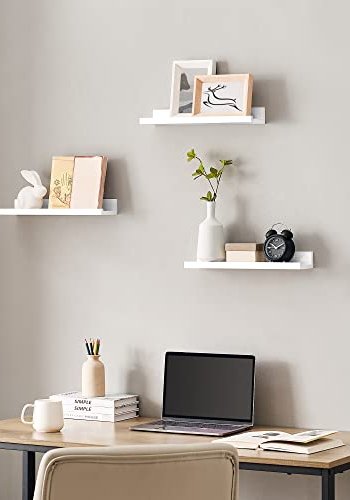 SONGMICS flytende hylle - hyglans hvit sponplate (sett med 3)
