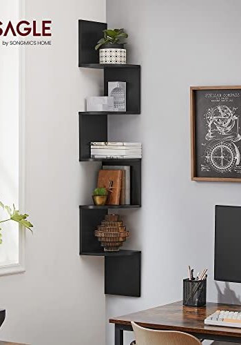 VASAGLE hjrne vegghylle - sort sponplate