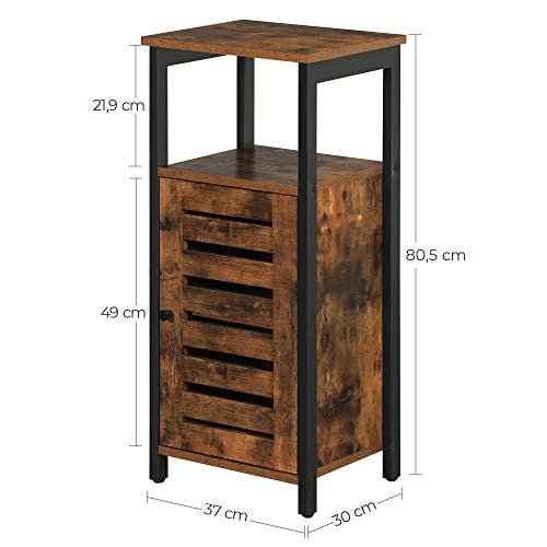 VASAGLE sidebord, m. 1 sprossedr, 1 pent rom og 1 hylle - rustikk brun sponplate og sort stl (37x30)