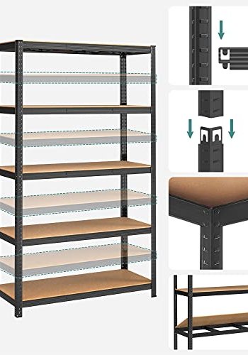 SONGMICS hylle for verktyrom, m. 5 hyller - naturlig MDF og sort stl