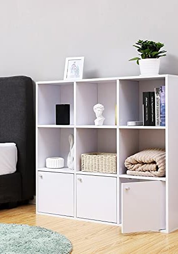 VASAGLE Regal, m. 3 Türen und 9 Fächern – weiße Spanplatte