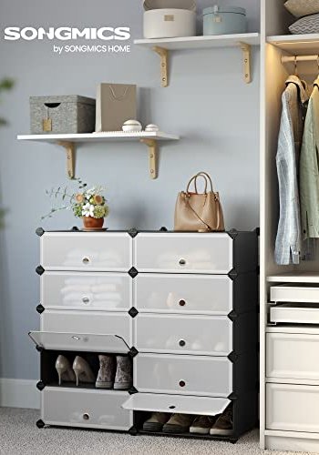 SONGMICS skostativ, stabelbar, m. 10 bokser - svart plast