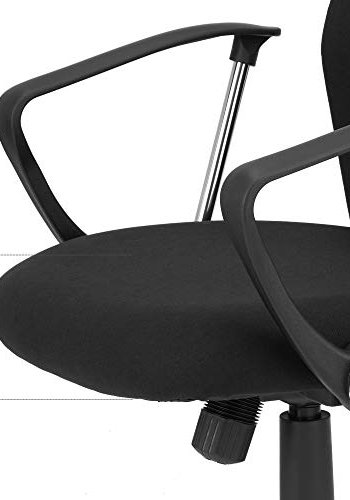 SONGMICS kontorstol, med armlener, vippefunksjon og justerbar hyde - sort polyester og stl