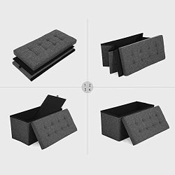 SONGMICS bnk, sammenklappelig, m. klaplg - mrkegr imiteret linned (76x38)