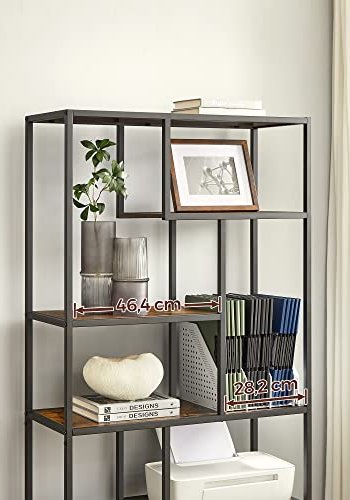 VASAGLE bokhylle, m. 6 hyller - rustikk brun sponplate og sort stl