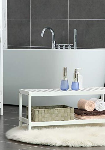 SONGMICS skohylle, m. 2 hyller - hvit bambus