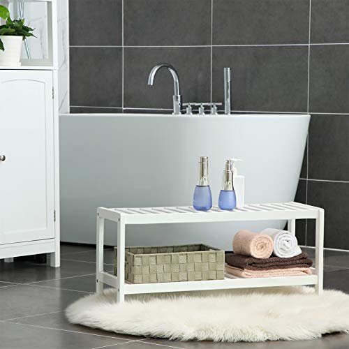 SONGMICS skohylle, m. 2 hyller - hvit bambus