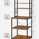 VASAGLE kkshylla, stende hylla fr kk, mikrovgshylla, stende, 6 hyllor och 6 krokar, fr mikrovgsugn, stlram, industriell design, 40 x 60 x 167 cm, vintagebrun/svart KKS024B01