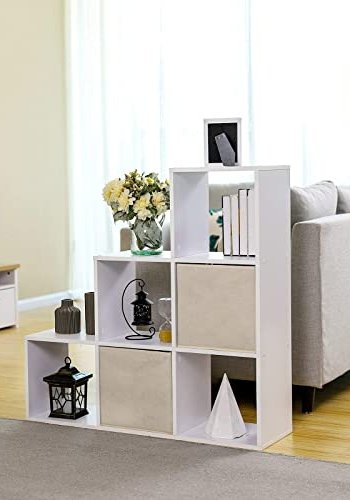 VASAGLE bokhylle, m. 6 rom - hvit sponplate