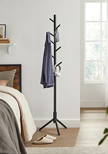 VASAGLE stum tjener, m. 8 kroker - svart tre