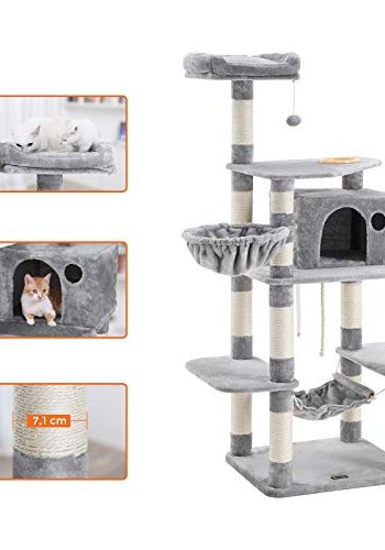 FEANDREA skrapestolpe, 7 niver, 1 plattform, 1 hule, 1 pom pom, 1 kurv, 1 hengekye - lys gr plysj