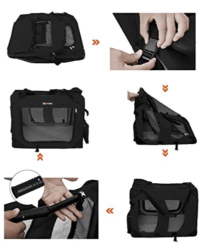 FEANDREA hundekasse, sammenleggbar, med hndtak - mesh, svart stoff og metall