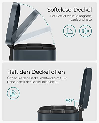 SONGMICS avfallsbeholder, med innvendig plastbeholder, lokk, soft close, luktkontroll - rykgr stl