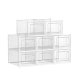 SONGMICS skoeske, stablebar, sammenleggbar, opp til UK strrelse 10,5 - klar og hvit plast (sett med 8)