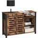 VASAGLE Sideboard, mit 2 Lamellentüren und verstellbaren Einlegeböden – rustikale braune Spanplatte und schwarzer Stahl