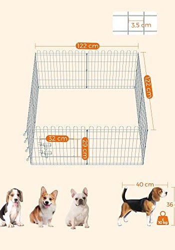 FEANDREA lekegrind for kjledyr, hunder, kaniner og hner, for innendrs og utendrs bruk - slvstl