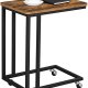 VASAGLE Beistelltisch mit Rollen – rustikale braune Spanplatte und schwarzer Stahl (50 x 35)