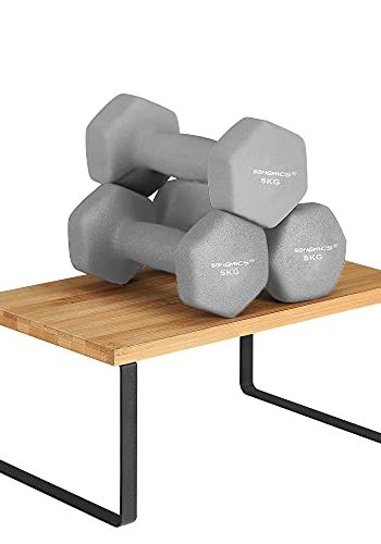 SONGMICS krydderhylle, stablebar - naturlig bambus og svart metall (sett med 2)