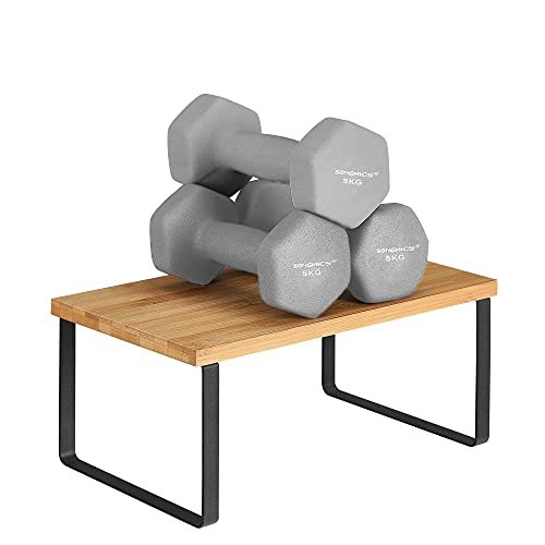 SONGMICS krydderhylle, stablebar - naturlig bambus og svart metall (sett med 2)